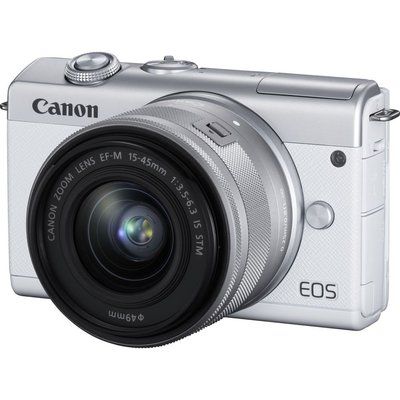 Canon EOS M200 Mirrorless Camera with EF-M 15-45 mm f/3.5-6.3 IS STM Lens - White