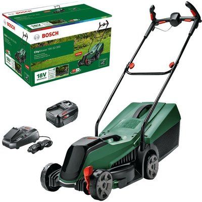 Bosch CityMower 18 Cordless Rotary Lawn Mower - Green & Black