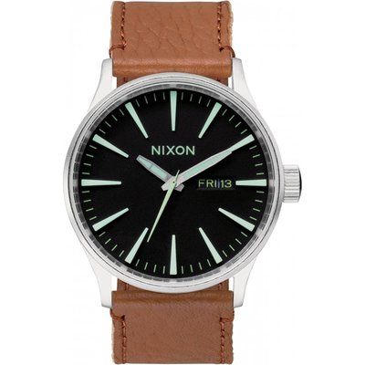 Mens Nixon The Sentry Leather Watch A105-1037