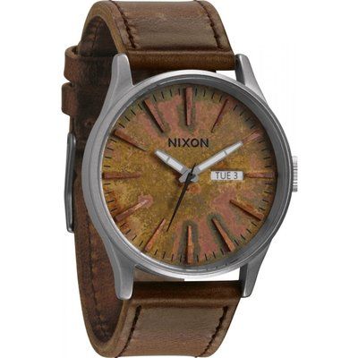 Mens Nixon The Sentry Leather Watch A105-2115