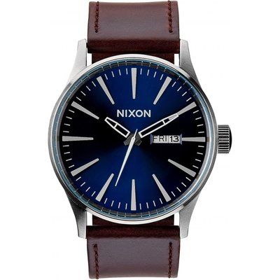 Mens Nixon The Sentry Leather Watch A105-1524