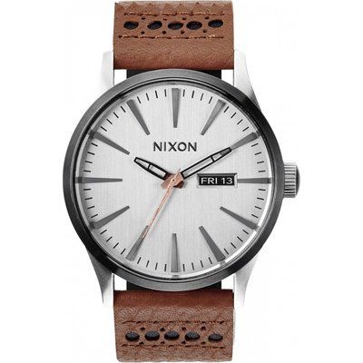 Mens Nixon The Sentry Leather Watch A105-1752