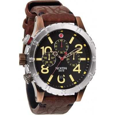 Mens Nixon The 48-20 Chrono Leather Chronograph Watch A363-1625