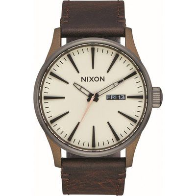 Mens Nixon The Sentry Leather Watch A105-2091