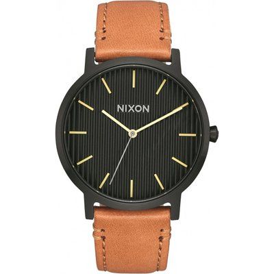 Mens Nixon The Porter Leather Watch A1058-2664