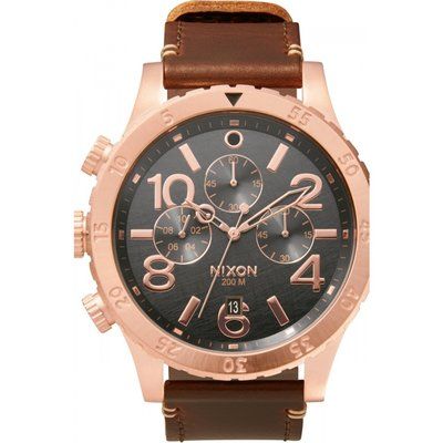 Mens Nixon The 48-20 Chrono Leather Chronograph Watch A363-2001