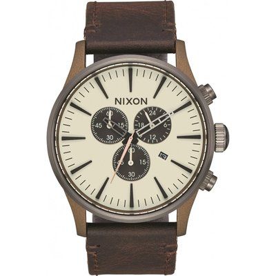 Men's Nixon The Sentry Chrono Leather Chronograph Watch A405-2091