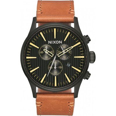 Men's Nixon The Sentry Chrono Leather Chronograph Watch A405-2664