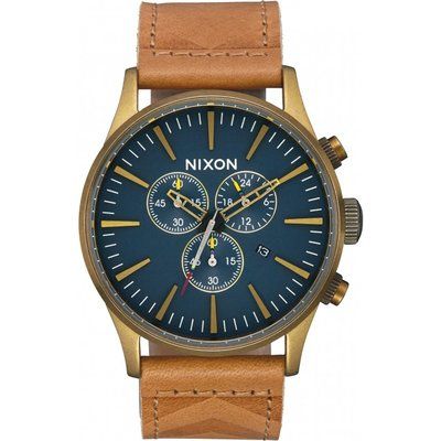 Mens Nixon The Sentry Chrono Leather Chronograph Watch A405-2731