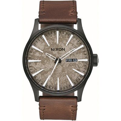 Mens Nixon The Sentry Leather Watch A105-2867