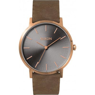 Men's Nixon The Porter Leather Watch A1058-2441