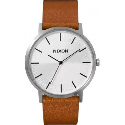 Men's Nixon The Porter Leather Watch A1058-2442