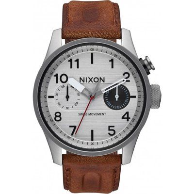 Mens Nixon The Safari Deluxe Leather Watch A977-1113
