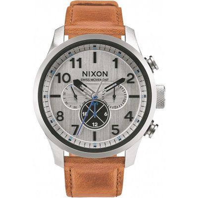 Men's Nixon The Safari Dual Time Leather Watch A1082-2092