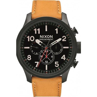 Men's Nixon The Safari Dual Time Leather Watch A1082-2448