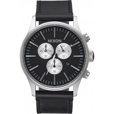 Mens Nixon The Sentry Chrono Leather Watch A405-000