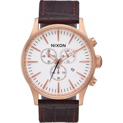 Men's Nixon The Sentry Chrono Leather Chronograph Watch A405-2459