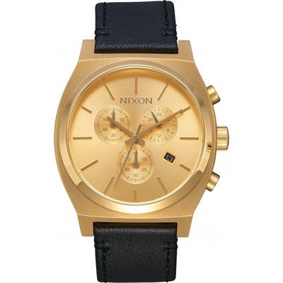 Mens Nixon The Time Teller Chrono Leather Chronograph Watch A1164-510