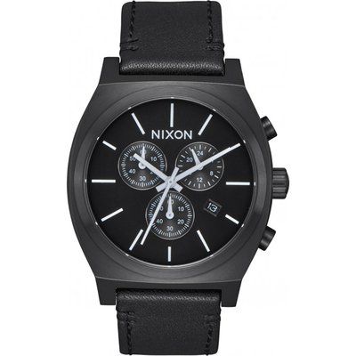 Mens Nixon The Time Teller Chrono Leather Chronograph Watch A1164-756