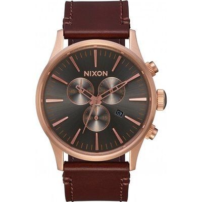 Men's Nixon The Sentry Chrono Leather Chronograph Watch A405-2001