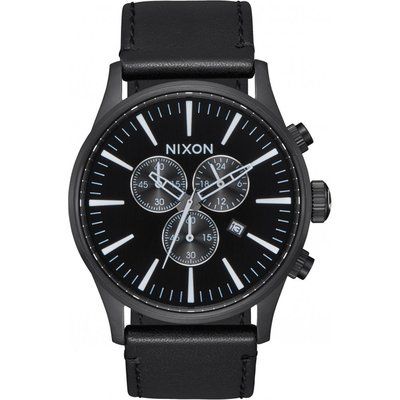 Mens Nixon The Sentry Chrono Leather Chronograph Watch A405-756
