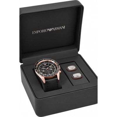 Men's Emporio Armani Cufflink Gift Set Chronograph Watch AR8026