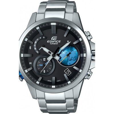 Men's Casio Edifice Time Traveller Bluetooth Hybrid Smartwatch Alarm Chronograph Solar Powered Watch EQB-600D-1A2ER