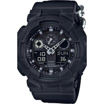 Mens Casio G-Shock Blackout Cloth Series Alarm Chronograph Watch GA-100BBN-1AER