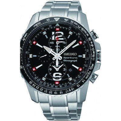 Men's Seiko Sportura Aviation Alarm Chronograph Watch SNAE95P1