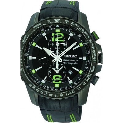 Mens Seiko Sportura Aviation Alarm Chronograph Watch SNAE97P1