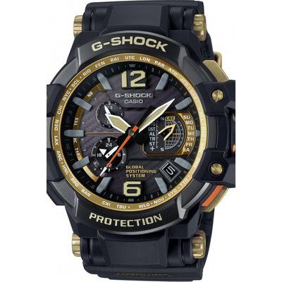 Mens Casio G-Shock Premium Gravitymaster Black x Gold Alarm Chronograph Radio Controlled Watch GPW-1000GB-1AER