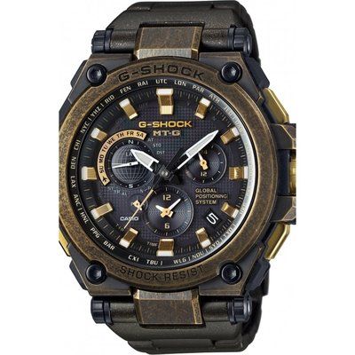 Men's Casio Premium G-Shock MT-G GPS Aged Gold x Black Alarm Chronograph Watch MTG-G1000BS-1AER