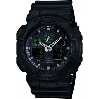 Men's Casio G-Shock Military Black Alarm Chronograph Watch GA-100MB-1AER