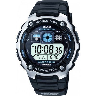 Mens Casio World Timer Alarm Chronograph Watch AE-2000W-1AVEF