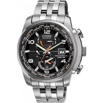 Men's Citizen World Time A.T Alarm Radio Controlled Eco-Drive Watch AT9010-52E