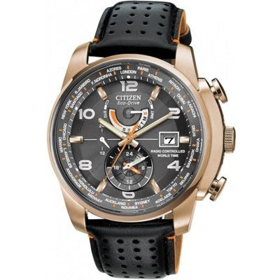 Mens Citizen World Time A.T Alarm Radio Controlled Eco-Drive Watch AT9013-03H