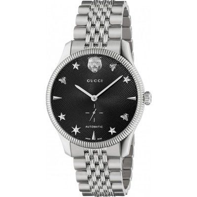 Gucci G-Timeless Watch with a steel case, black guilloch