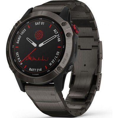 Unisex Garmin fenix 6 Pro Solar Titanium Bluetooth Smartwatch 010-02410-23