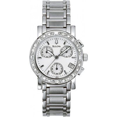 Ladies Bulova Highbridge Chronograph Diamond Watch 96R19