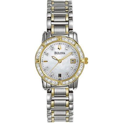 Ladies Bulova Quartz Diamonds Two-tone steel/gold plate Watch 98R107