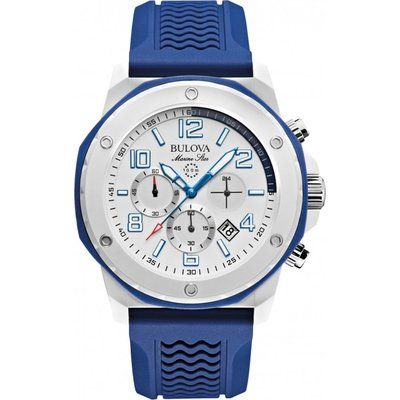 Mens Bulova Marine Star Duramic Blue Ceramic Chronograph Watch 98B200