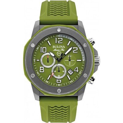 Men's Bulova Marine Star Duramic Green Chronograph Watch 98B202