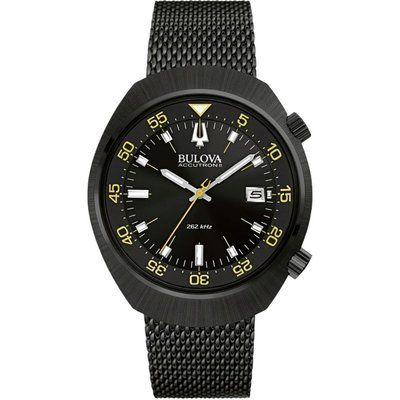Men's Bulova Quartz Accutron II Lobster Black Ion-plated Steel Watch 98B247