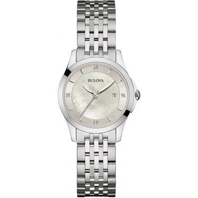 Ladies Bulova Quartz Diamond Gallery Stainless Steel Watch 96S160