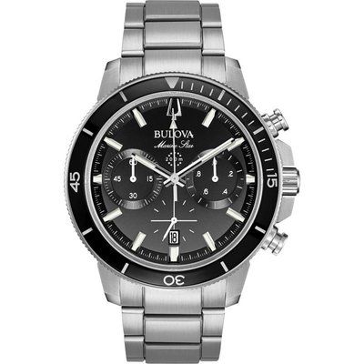 Mens Bulova Quartz Marine Star Chronograph Stainless Steel Watch 96B272