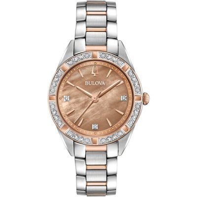 Ladies Bulova Quartz Diamonds Stainless Steel Watch 98R264
