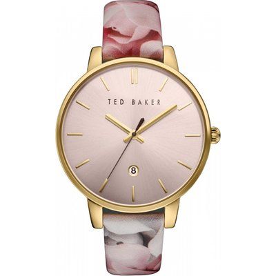 Ladies Ted Baker Rose Print Patent Leather Strap Watch TE10030695