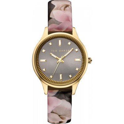 Ladies Ted Baker Rose Print Patent Leather Strap Watch TE10030742