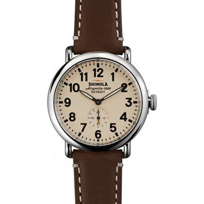 Men's Shinola Runwell 47mm Natural Leather Strap Watch S0110000010