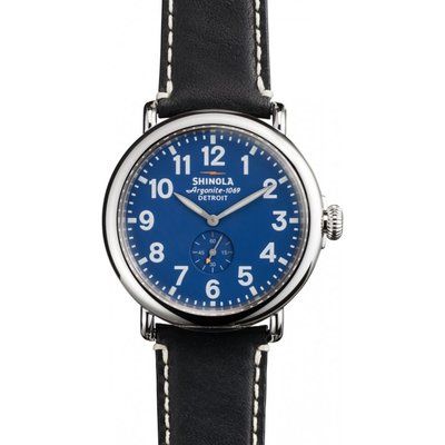 Mens Shinola Runwell 41mm Black Leather Strap Watch S0110000027